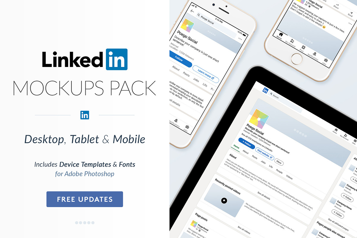 LinkedIn Social Media Mockups Pack, a Social Media Template by Poego Social (Photo 1 of 6)