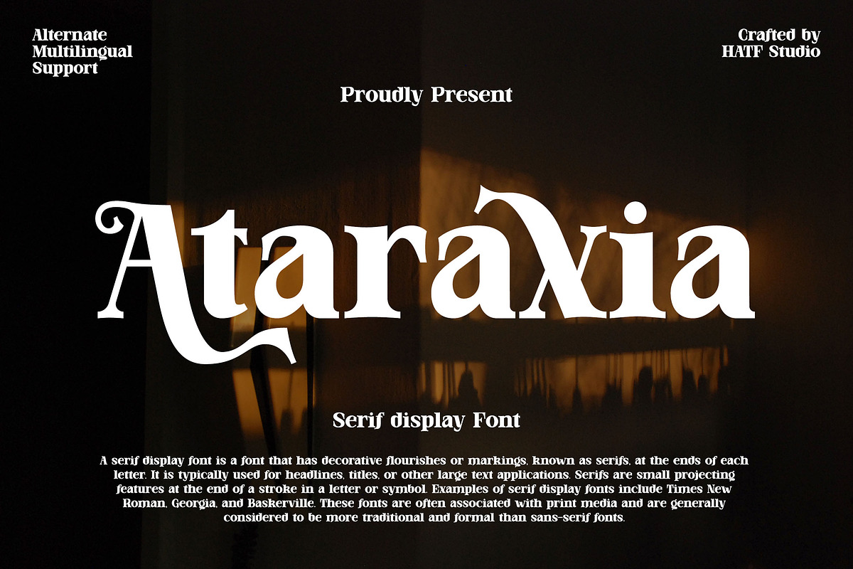 Ataraxia, a Serif Font by HATFSTUDIO (Photo 1 of 8)