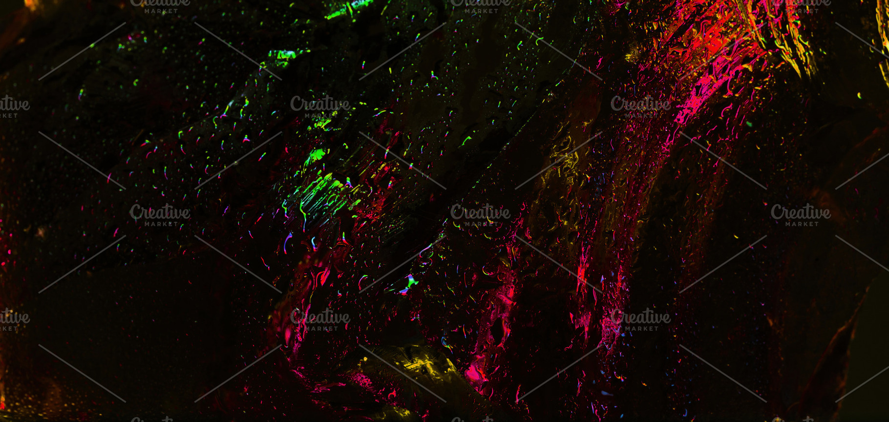 Abstract dark image of wet glass with vibrant neon streaks in re, a Background Photo by Ales Munt
