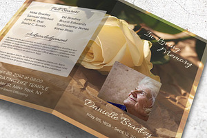 Funeral Program Vintage Yellow Roses