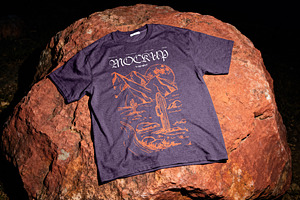 Outdoor T-Shirt Mockup on Stone, a Shirt Mockup by Design Squad