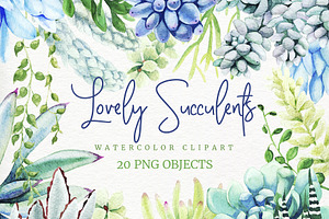 Succulents Watercolor Clipart