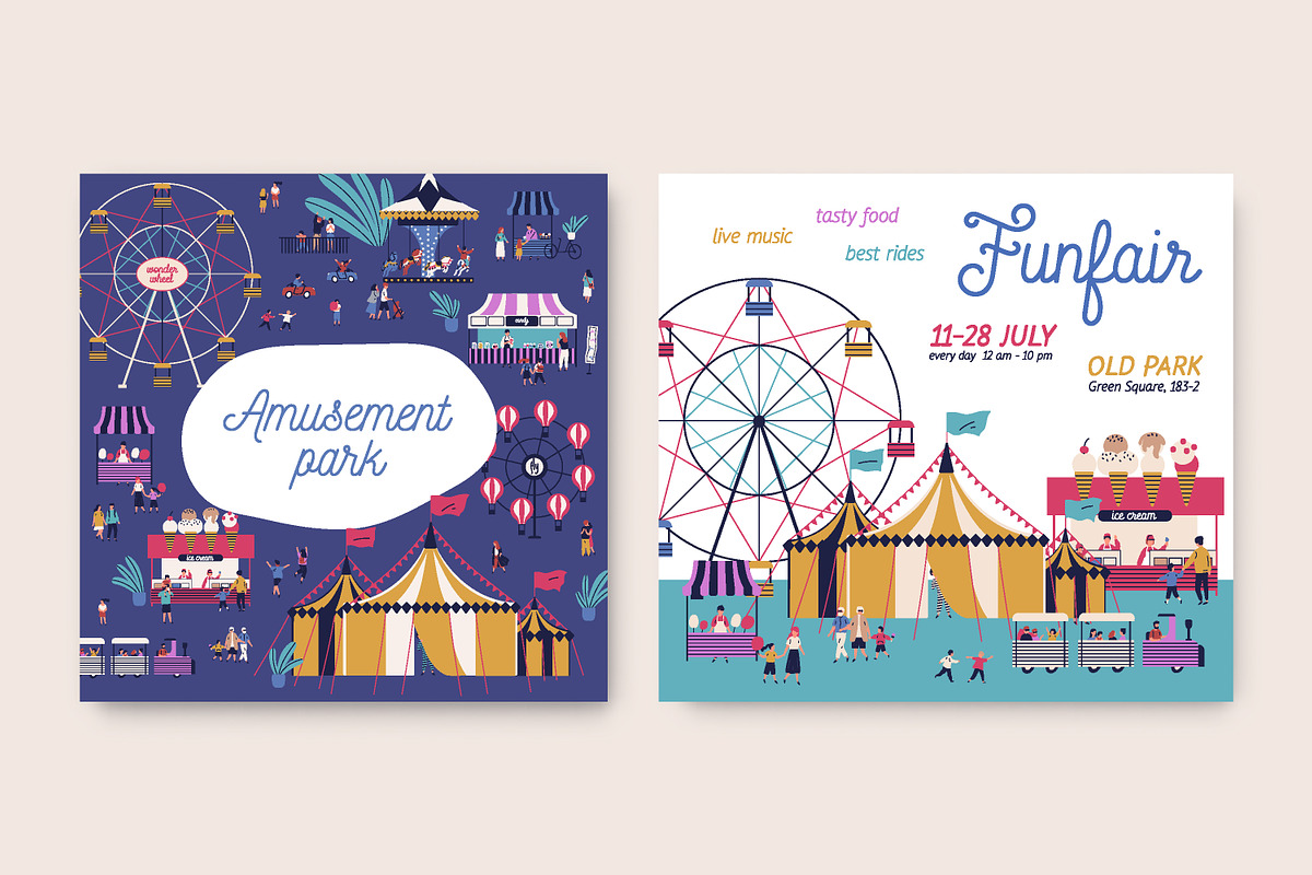 Funfair posters, banner, a Person Illustration by Good Studio