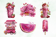 Whimsical Pink Sweet Summer Clipart, a Seasonal Illustration by Creative Art (Thumbnail 6 of 8)