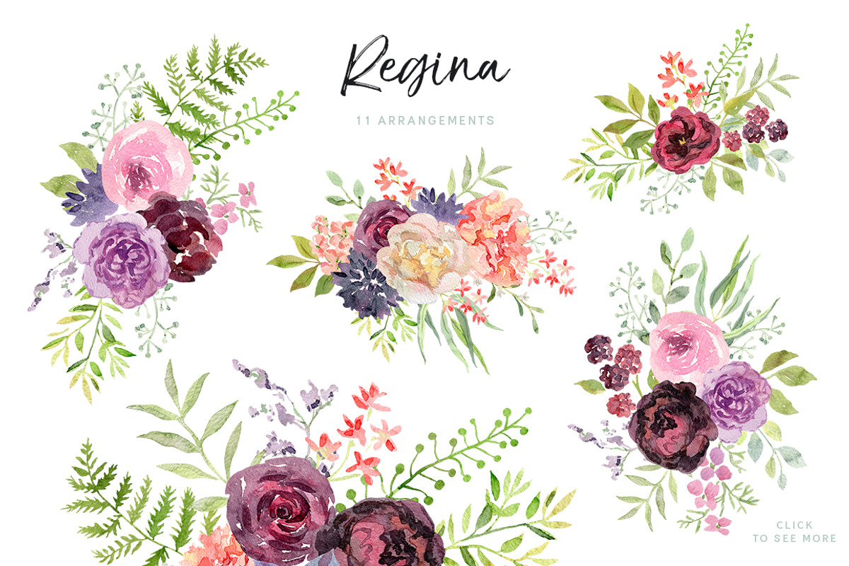 Regina watercolor floral collection, an Illustration by OJardin (Photo 2 of 5)