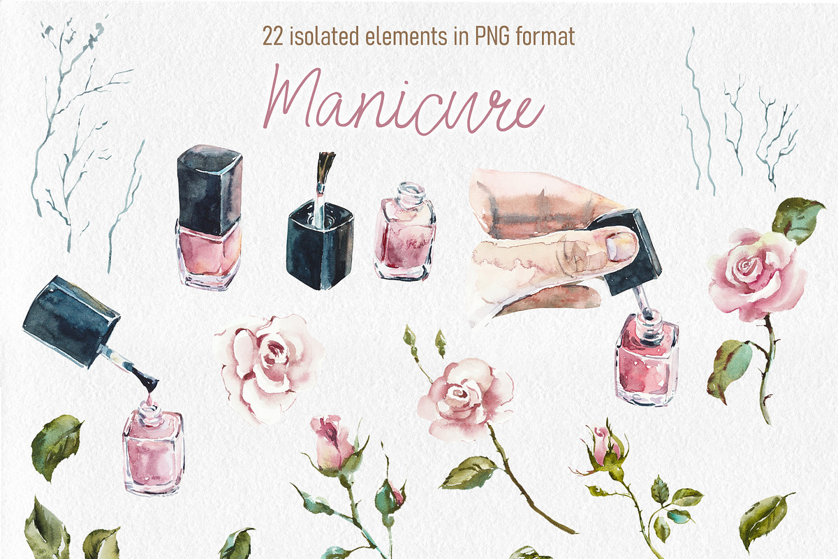 Watercolor Manicure, an Object Illustration by Budogoshch (Photo 2 of 8)
