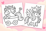 Cute Unicorn Coloring Pages Vol. 2, a Seasonal Illustration by Inkivelle Studio (Thumbnail 2 of 3)