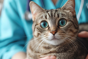 Striking tabby cat with bright blue, an Animal Photo by Pixeness Studio