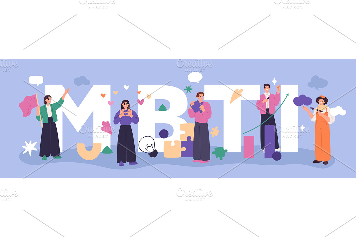 Mbti word with people. Characters, an Object Illustration by YummyBuum