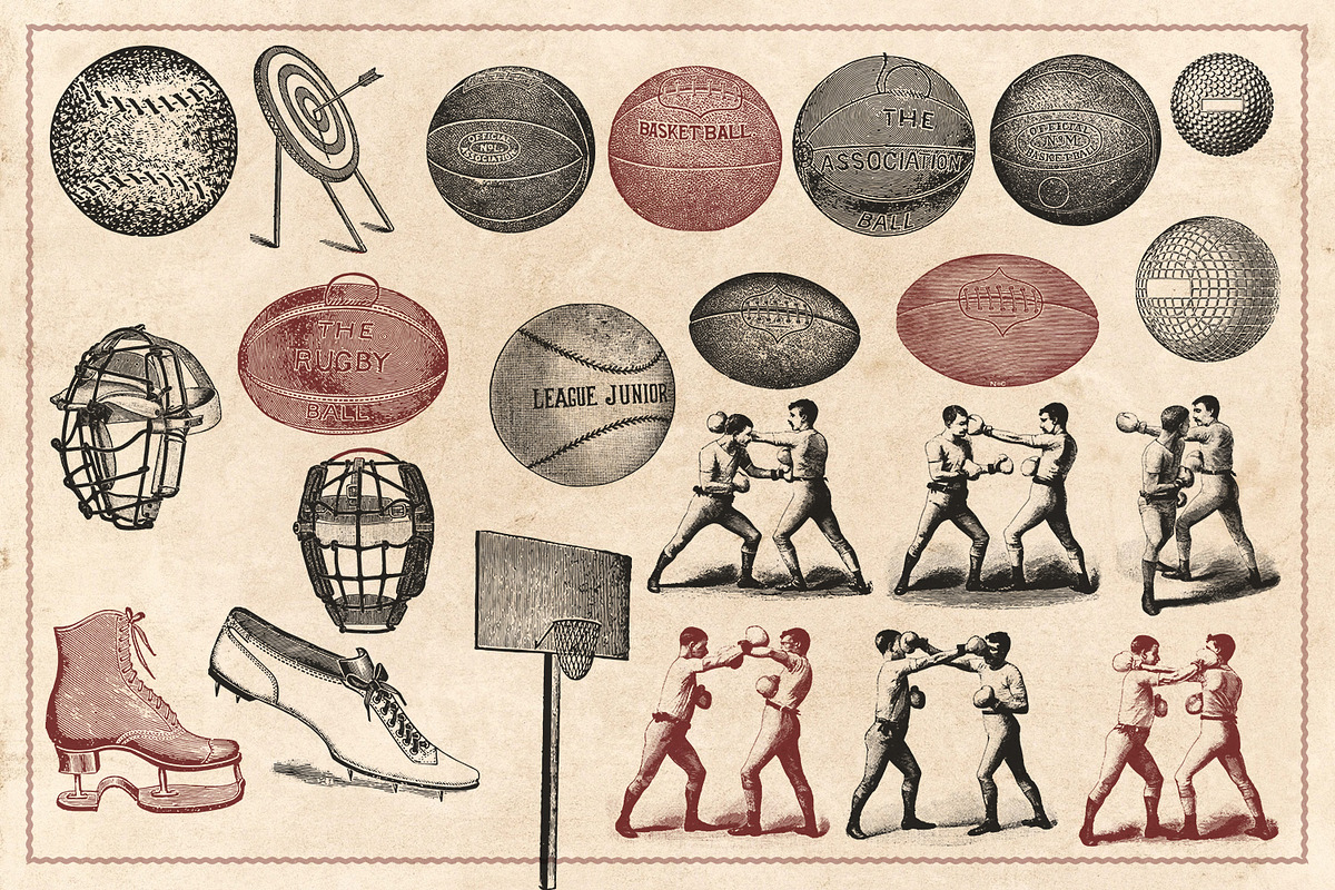 42 Vintage Sports Illustrations, a Sport Illustration by Brigantine Designs (Photo 4 of 5)
