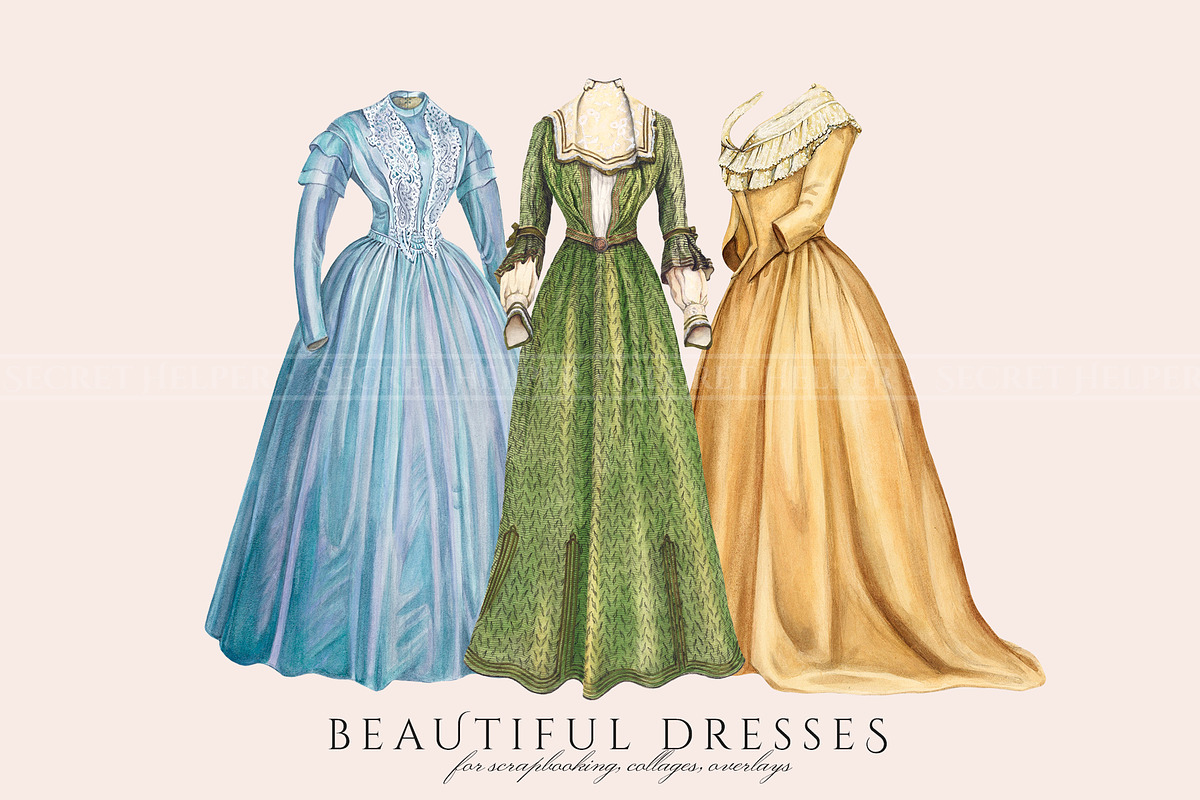 Victorian and Regency Dress Clipart, an Illustration by Secret Helper (Photo 4 of 6)