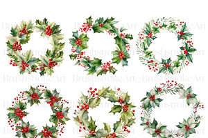 Watercolor Holly Flower, Christmas