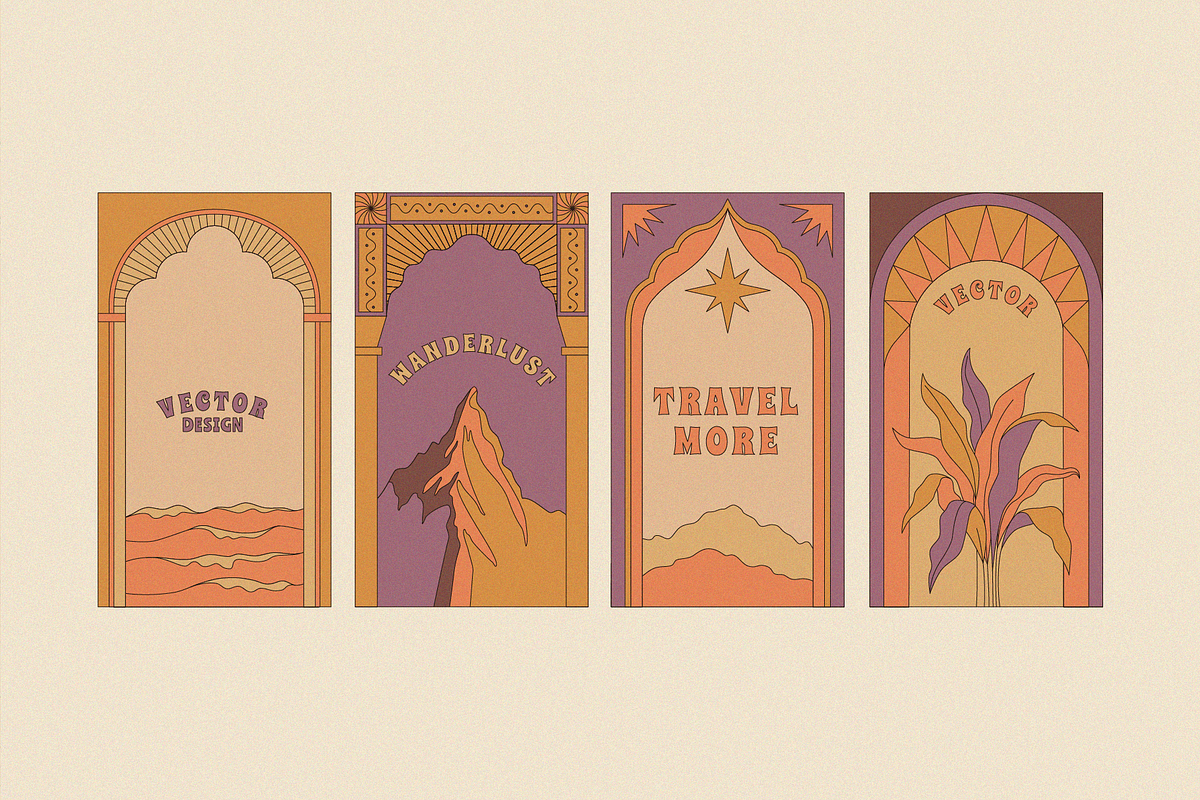 Landscapes - vector design elements, a Background Graphic by venimo (Photo 3 of 7)