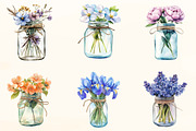 Watercolor Spring Flower Jar Clipart, a Work Illustration by OK Design (Thumbnail 4 of 5)