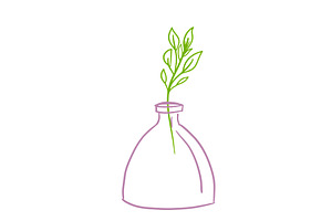 Green branch with leaves in one line, an Object Illustration by Nenahliadava Design