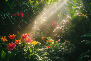 Sunlight streams through lush foliag, a Photo by Iftikhar Alam