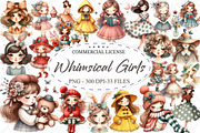 Whimsical Girls Clipart Set, an Illustration by designcity5 (Thumbnail 1 of 5)