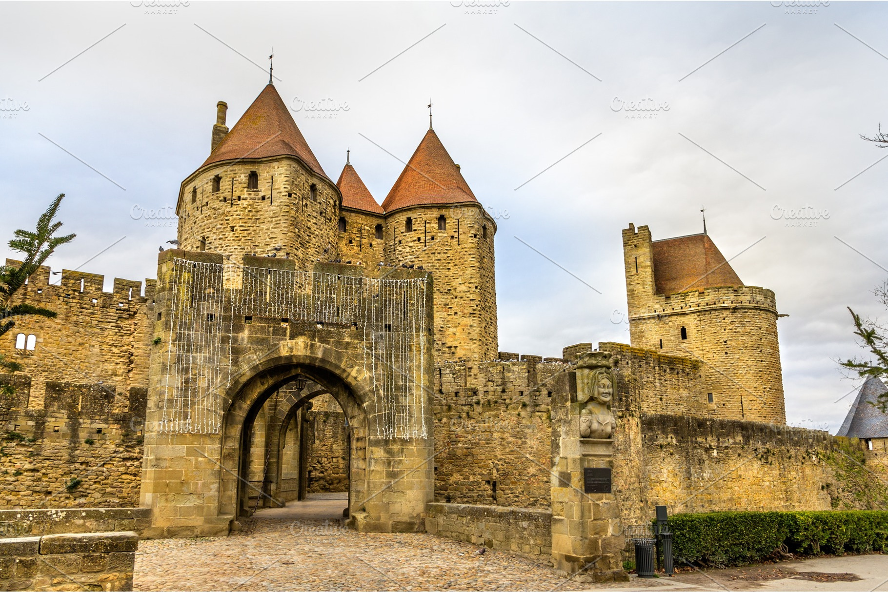 Entrance to the cite de carcassonne a medieval citadel in franc featuring, an Architecture Photo by Leonid Andronov