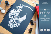 Ornate Calligraphic Horse, an Animal Illustration by Color and Decor (Thumbnail 1 of 3)