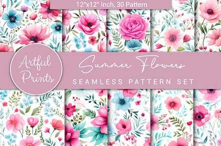 Summer Flowers Seamless Pattern, a Pattern Graphic by Artful Prints