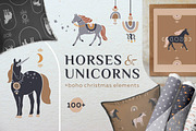 Boho Christmas horses and unicorns, an Object Graphic by yttadesign (Thumbnail 1 of 15)