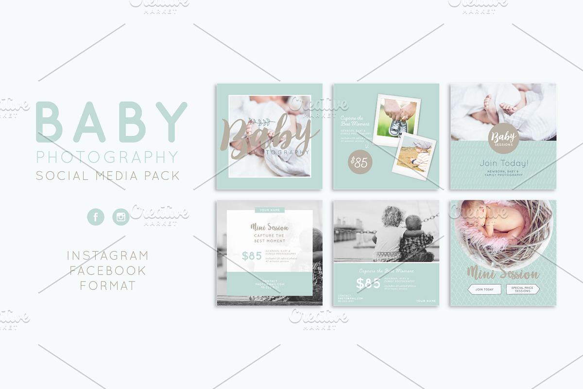 Baby Photography Social Media Pack, a Templates & Theme by Nordic.Arg (Photo 7 of 8)