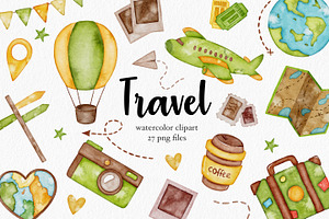Watercolor Travel Adventure clipart