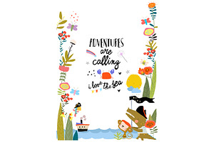 Cartoon Card with Cute Animals, an Animal Illustration by Maria Starus