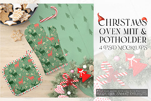 Christmas Oven Mitt & Potholders, a Product Mockup by mock-ups