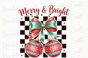 Retro Christmas Ornaments Bow PNG, an Illustration by OK Design (Thumbnail 1 of 4)