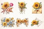 Sunflower Watercolor Clipart, an Illustration by Libby Wishes (Thumbnail 2 of 5)
