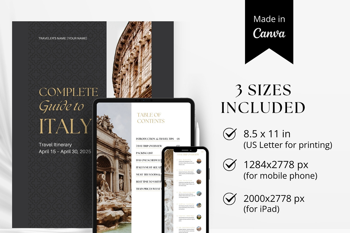 Italy Travel Itinerary Template, a Magazine Template by Pulsecolor (Photo 2 of 9)