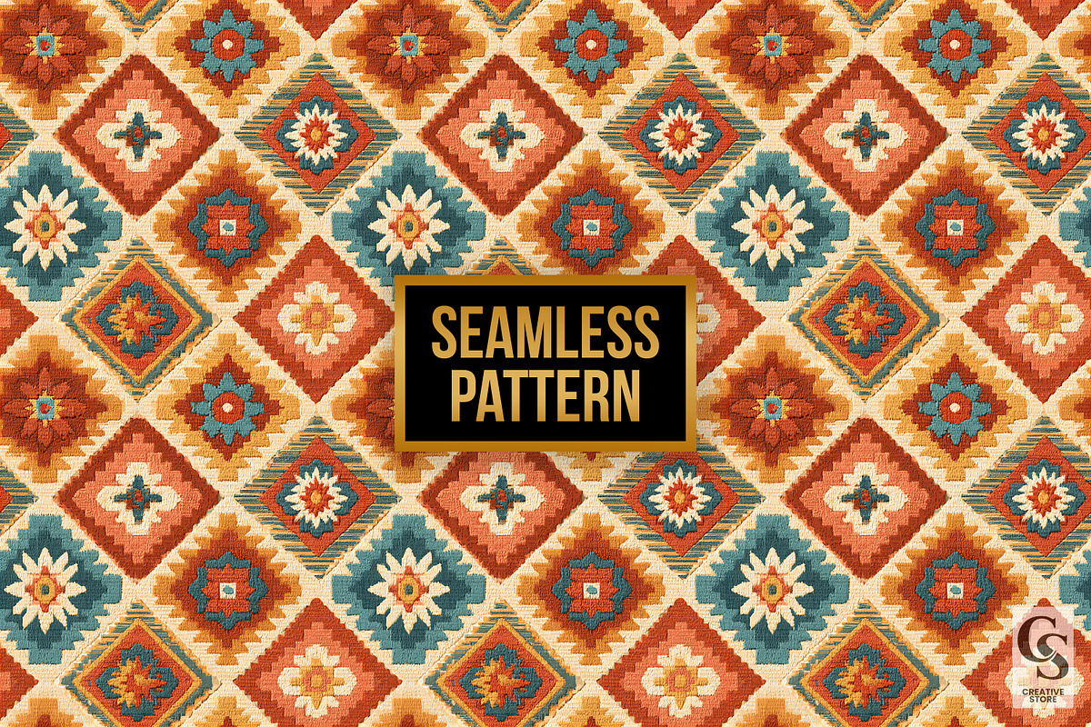 Retro Southwest Seamless Patterns, a Pattern Graphic by Creative Store (Photo 4 of 5)