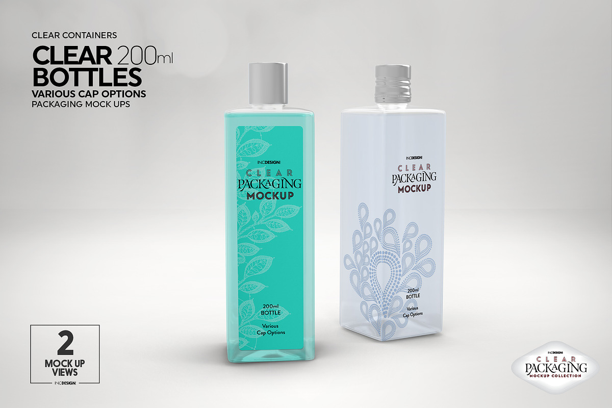 Clear 200ml PET Bottles Mockup, a Packaging Mockup by INCDesign (Photo 5 of 10)