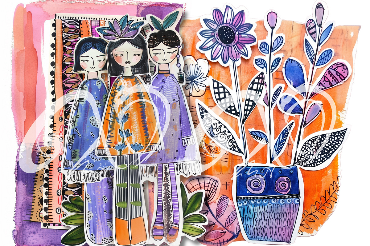 Petal Paper Dolls: Artsy Paper Dolls, a Person Illustration by NiiiNArt (Photo 6 of 7)