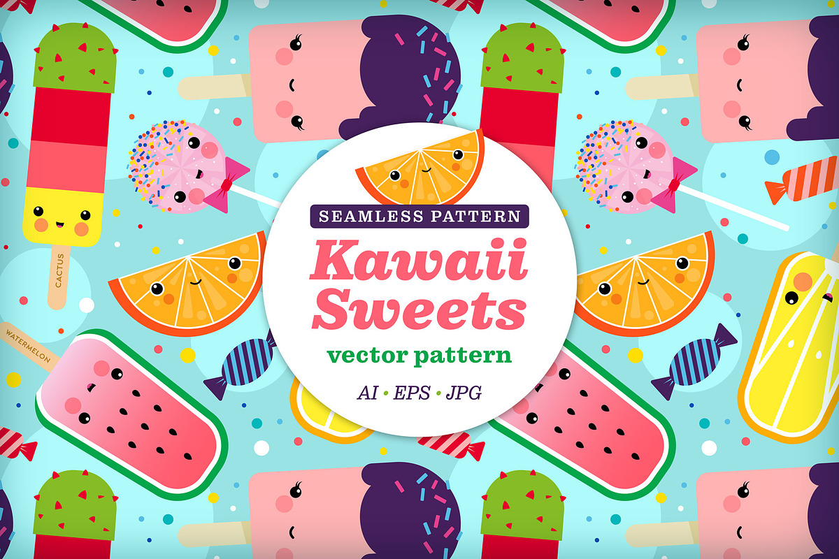 Kawaii Sweets Seamless Pattern, a Pattern Graphic by Pia Kolle (Photo 1 of 4)