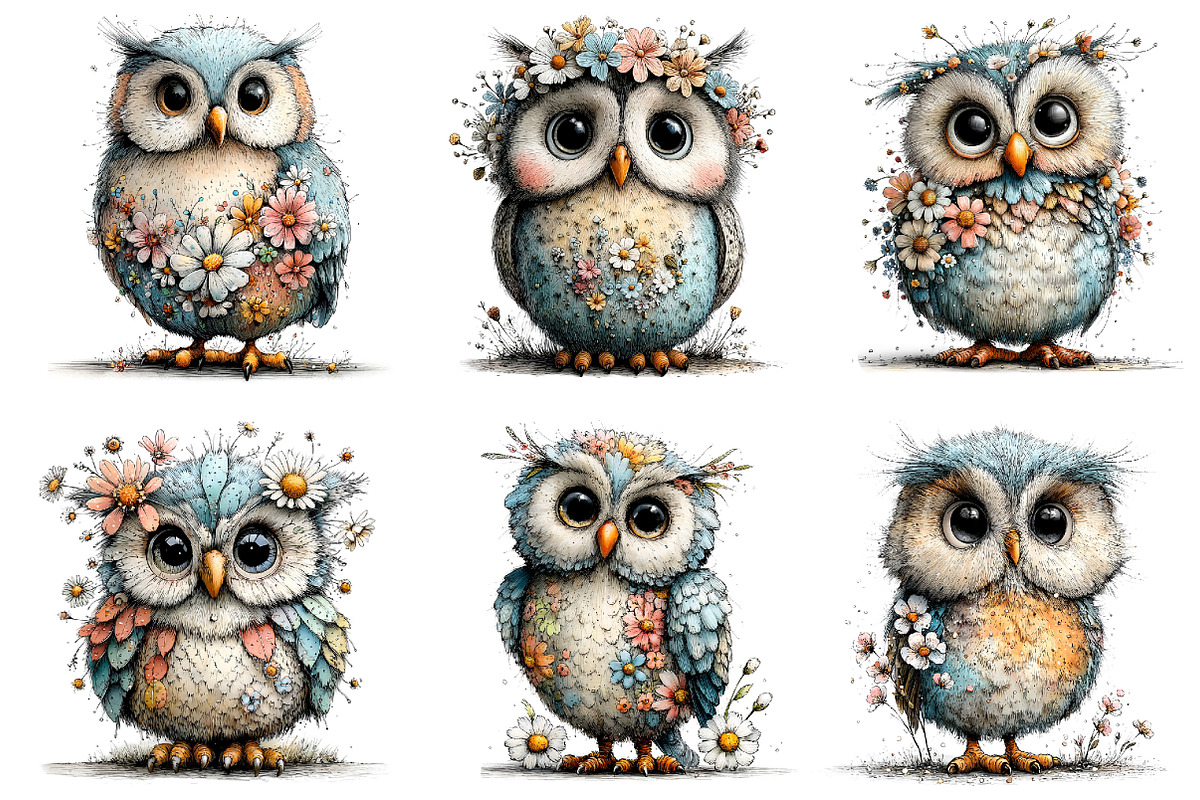 Whimsical Spring Owl Clipart, an Illustration by Dream Creation (Photo 4 of 6)
