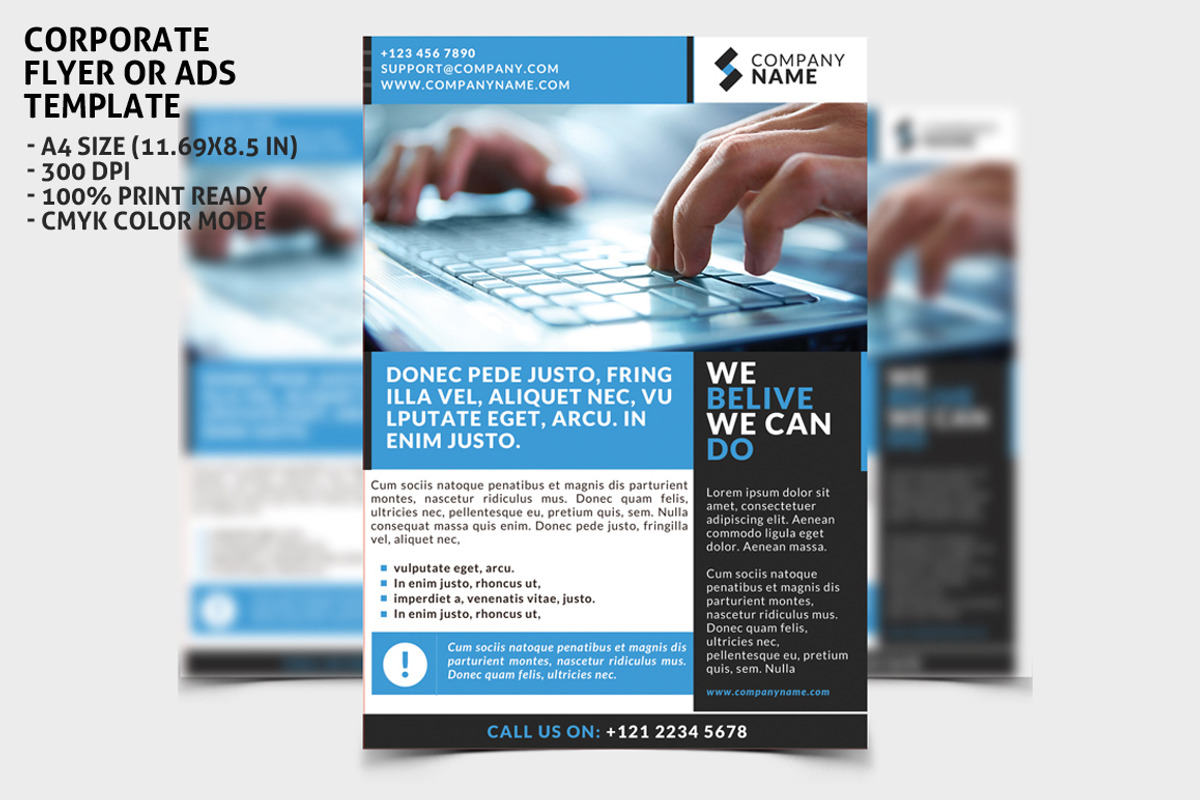Corporate Flayer Ads Template 1, a Flyer Template by WonderShop (Photo 1 of 3)