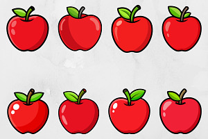 Cartoon Apple Clipart Set