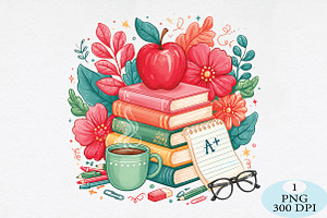 Boho Floral Teacher Png, a Seasonal Illustration by Daily.Designs