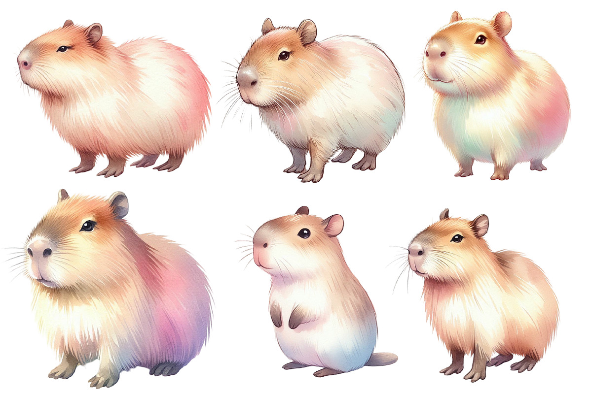 Watercolor Capybara clipart, an Illustration by Designworld (Photo 2 of 5)