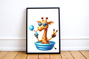 Funny Giraffe in Pool Party Clipart, a Graphic by CitraGraphics (Thumbnail 4 of 6)