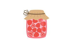 Strawberry jam, sweet food. Vector, a Food Illustration by Nadzin