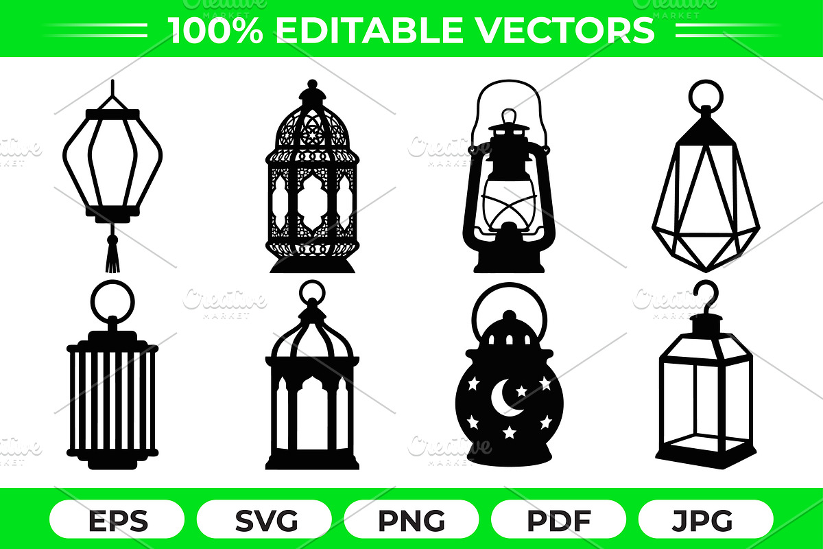 Lantern Silhouette Vector Pack, an Object Graphic by Artonix (Photo 1 of 3)
