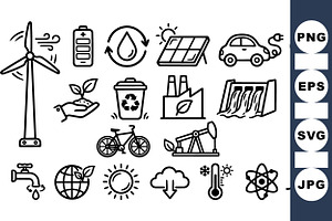 Eco Energy Icon Set SVG, an Illustration by designvectx