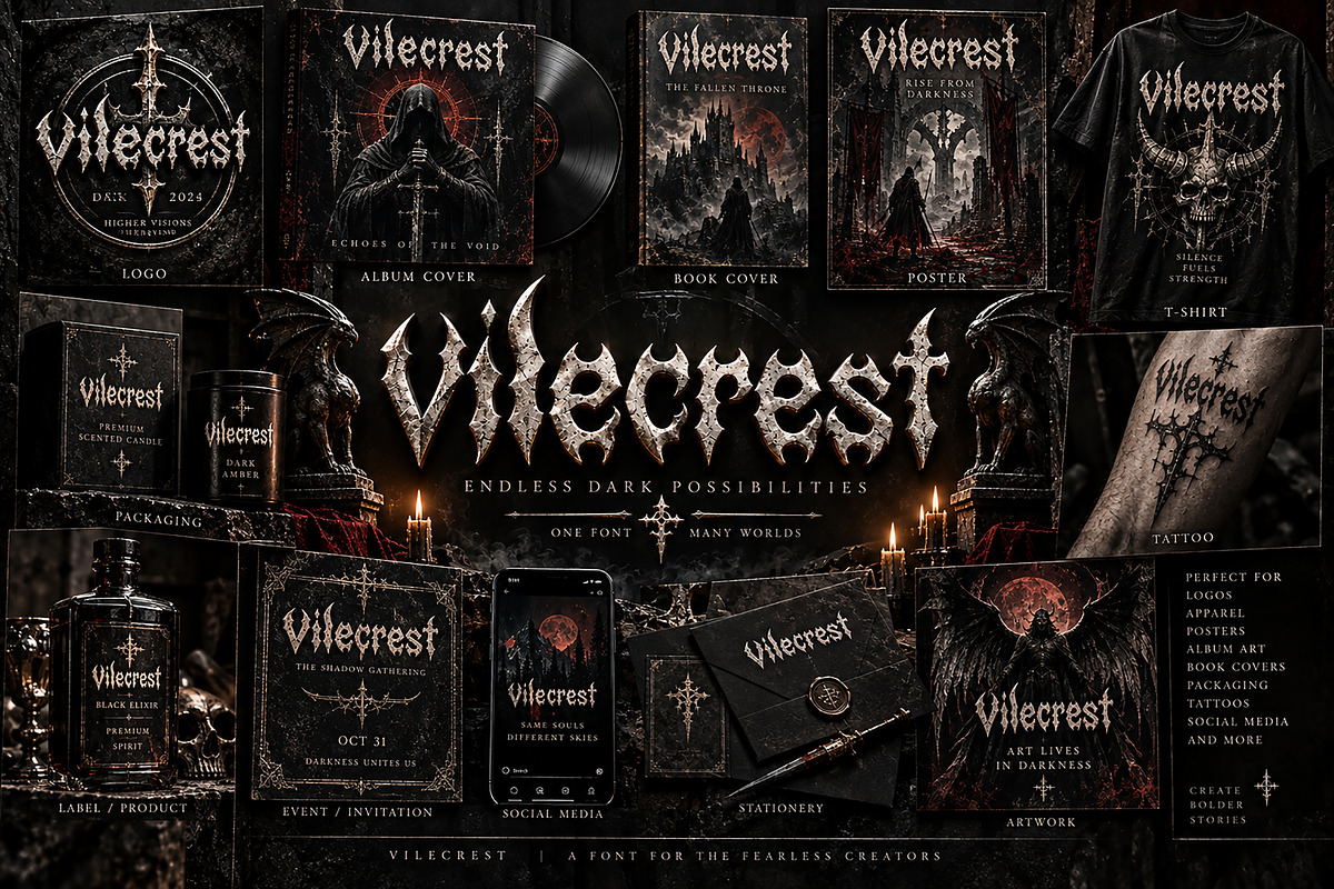 Vilecrest — Dark Gothic Font, a Script Font by Wow Magic (Photo 2 of 5)