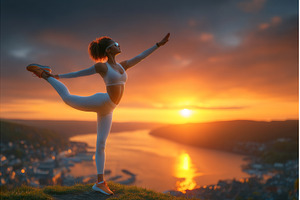 A woman who runs is stretching her, a Sports & Recreation Photo by ZinetroN