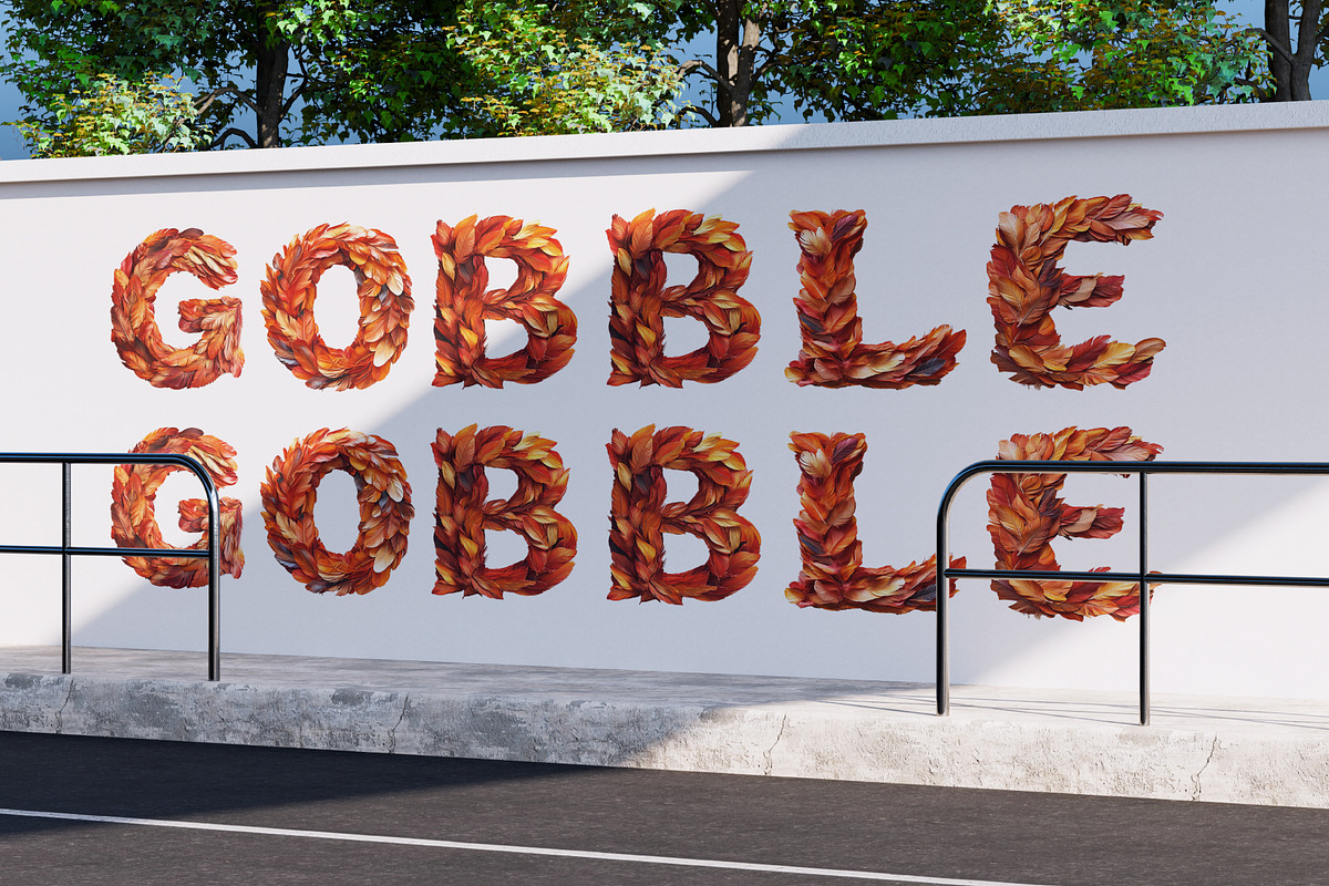 Turkey Feather 3D Font, a Font by Loudoun Design Co. (Photo 3 of 6)