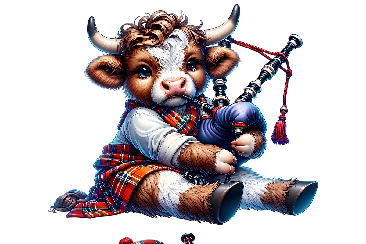 Highland Cow with Bagpipes Clipart, an Animal Illustration by DoubleTwists (Photo 5 of 5)