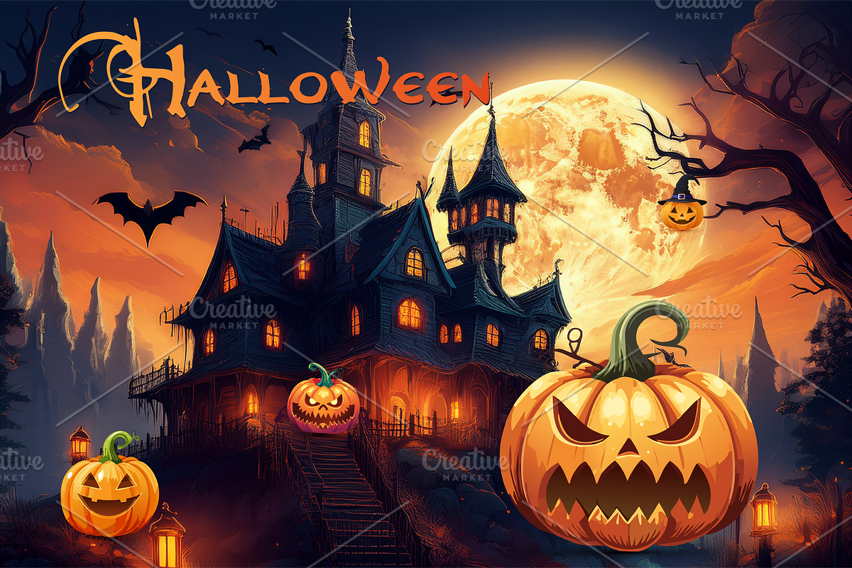 Halloween pumpkin set, backgrounds, an Object Graphic by GraphicRedStudio (Photo 7 of 7)